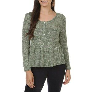 FORGOTTEN GRACE Women's Henley Top Size L Olive Green NWT!!!